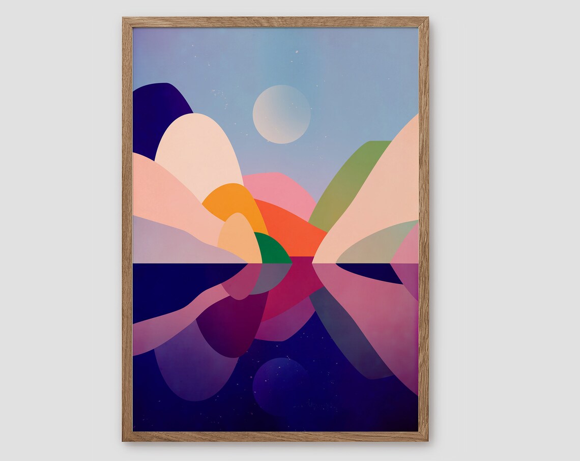 Day And Night Landscape Art Print Mountain Print