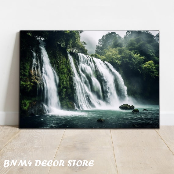 Waterfall Paradise Tempered Glass Wall Art Extra Large Wall Art Nature Glass Art Modern Glass Art Housewarming Gift Wall Hangings