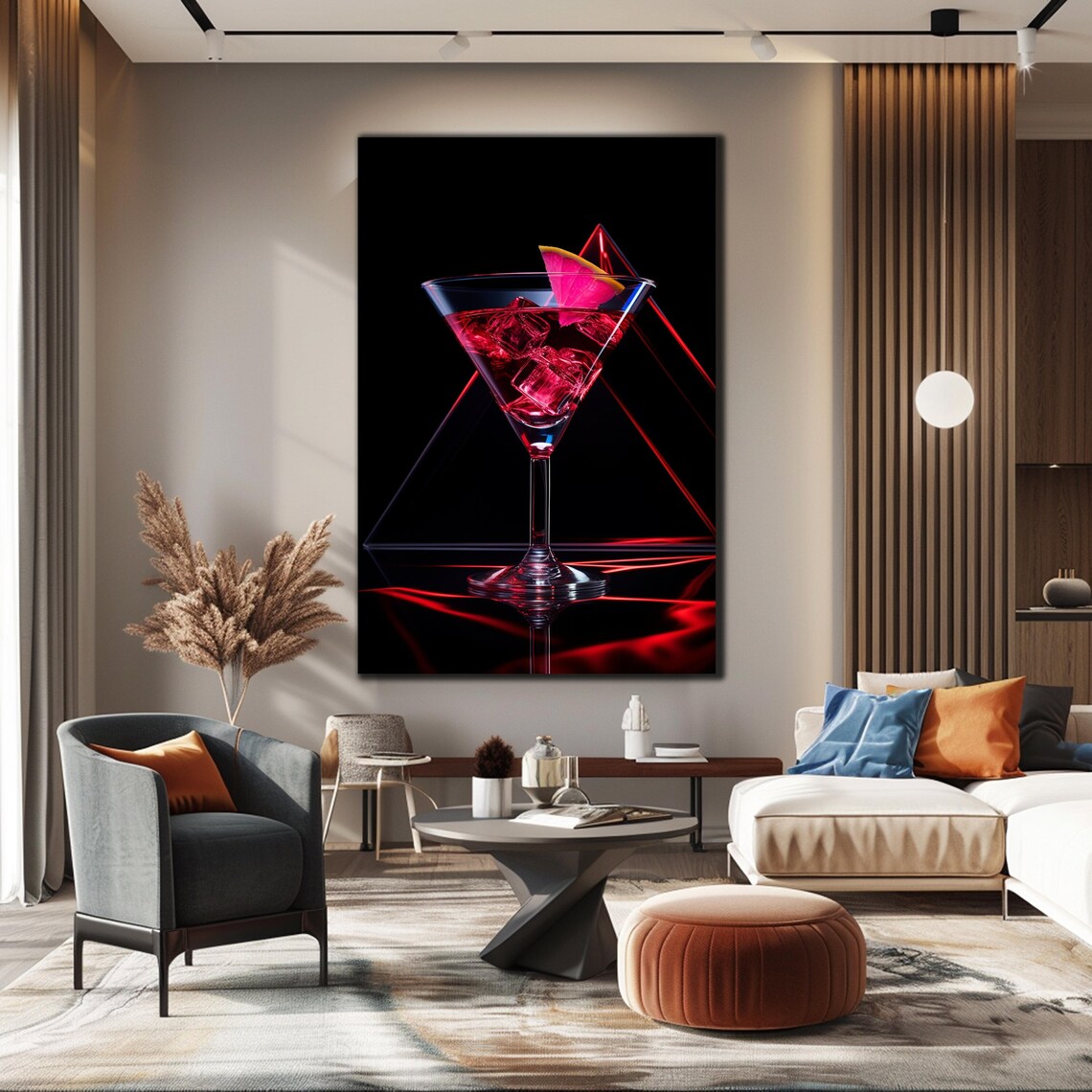 Cocktail Glass and Lemon Abstract Wall Art Print