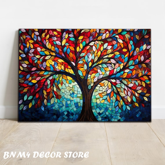 Tempered Glass Wall Art Life Of Tree Glass Decor Stained Wall Art Life Of Tree Decor Large Wall Art Wall Hangings Housewarming Gift