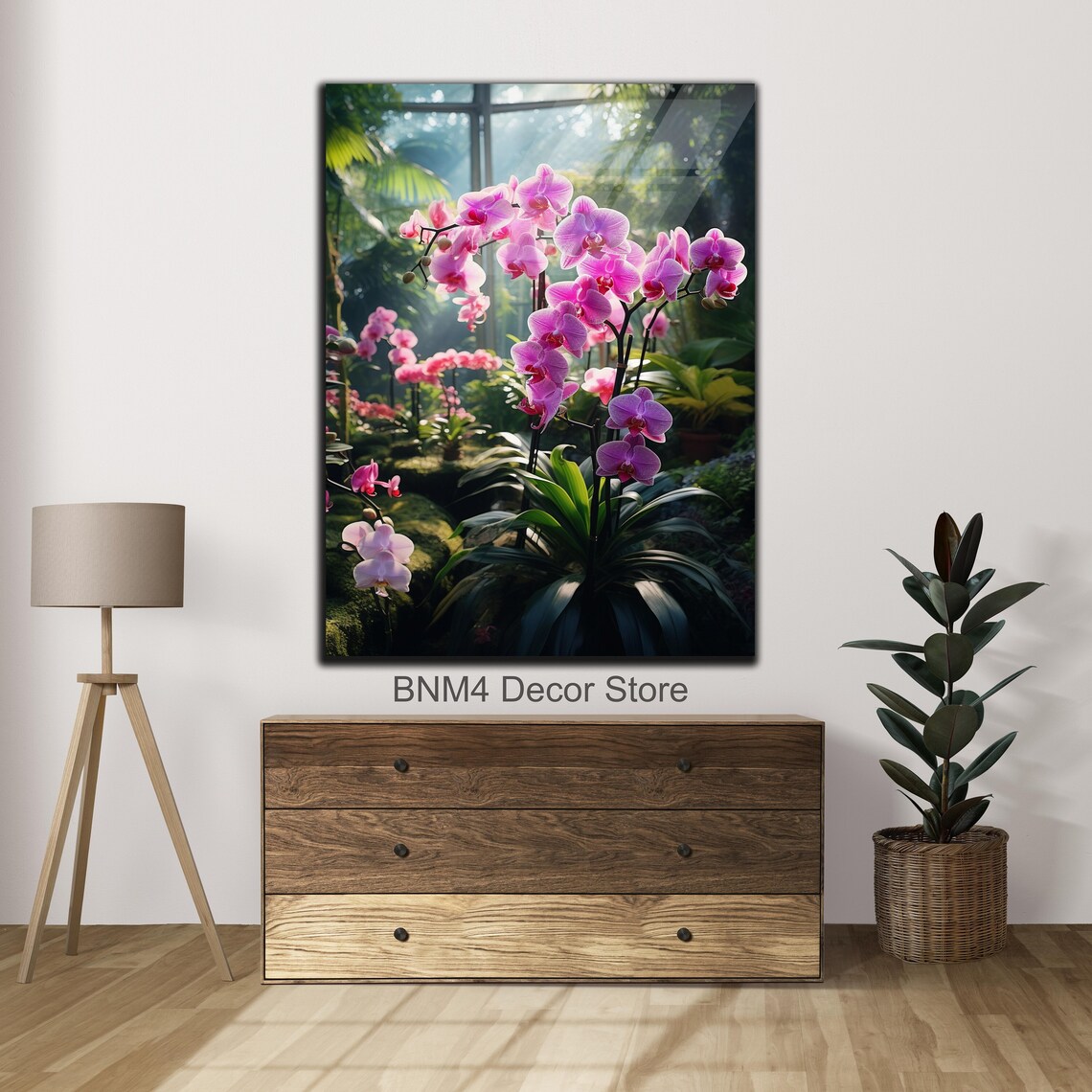 Purple Orchid Wall Art Print, Botanical Floral Decor