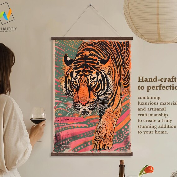 Fierce Orange Tiger Striding Forward Bold Wildlife Modern Wall Art