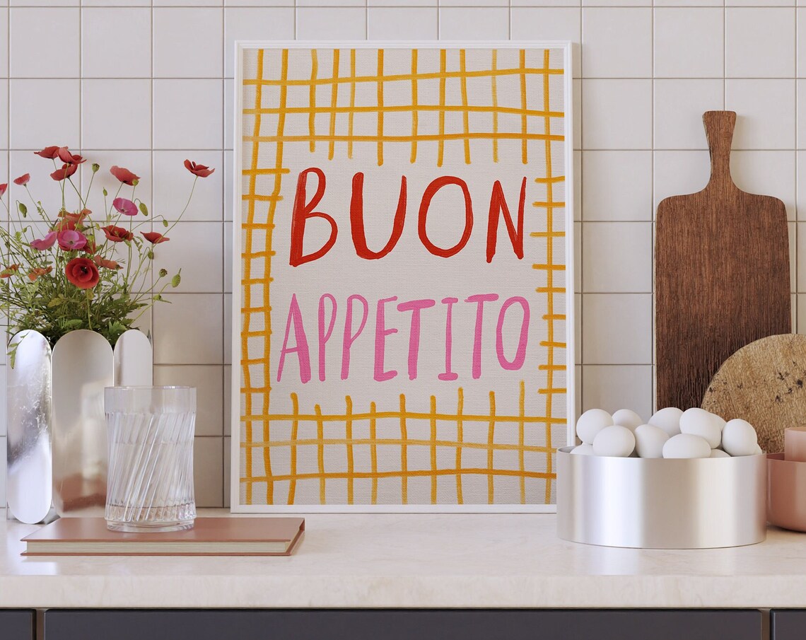 Buon Appetito Colorful Kitchen Quote Poster