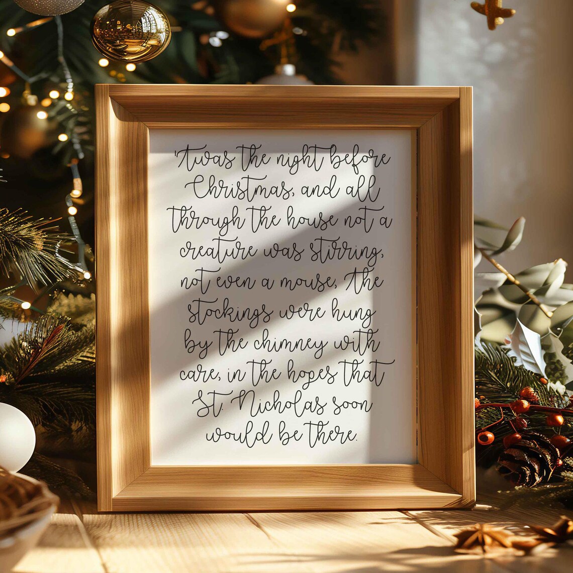 Twas The Night Before Christmas Holiday Poem Art Print