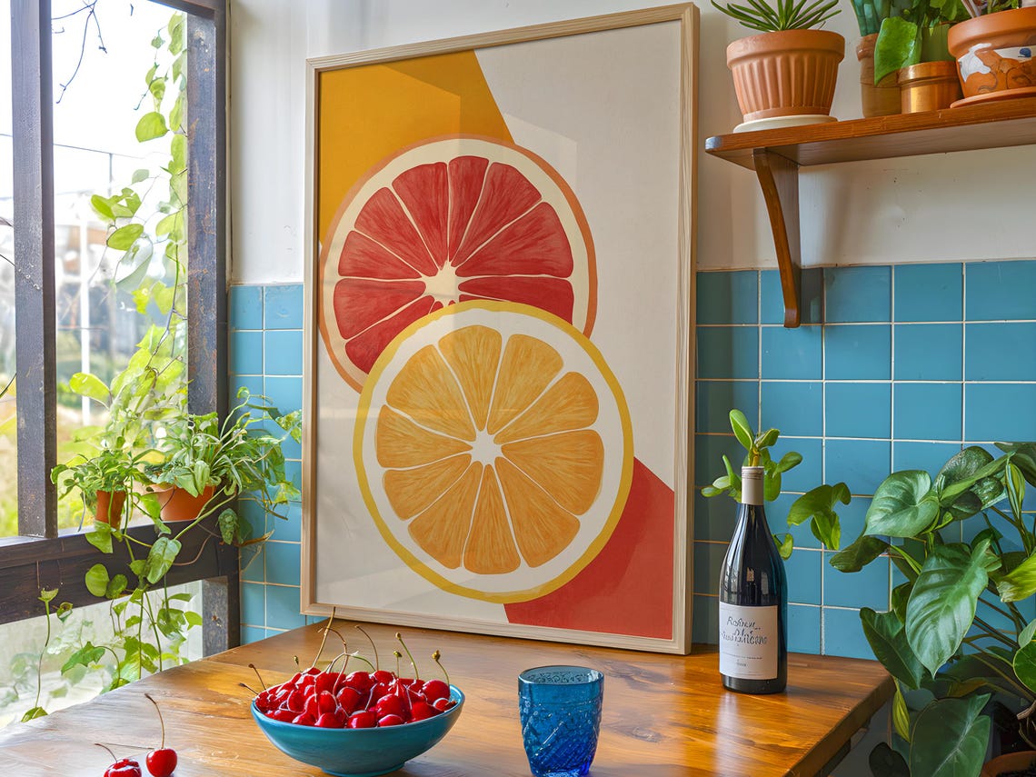 Citrus Pop Art Print, Retro Kitchen Fruit Decor - Image 5