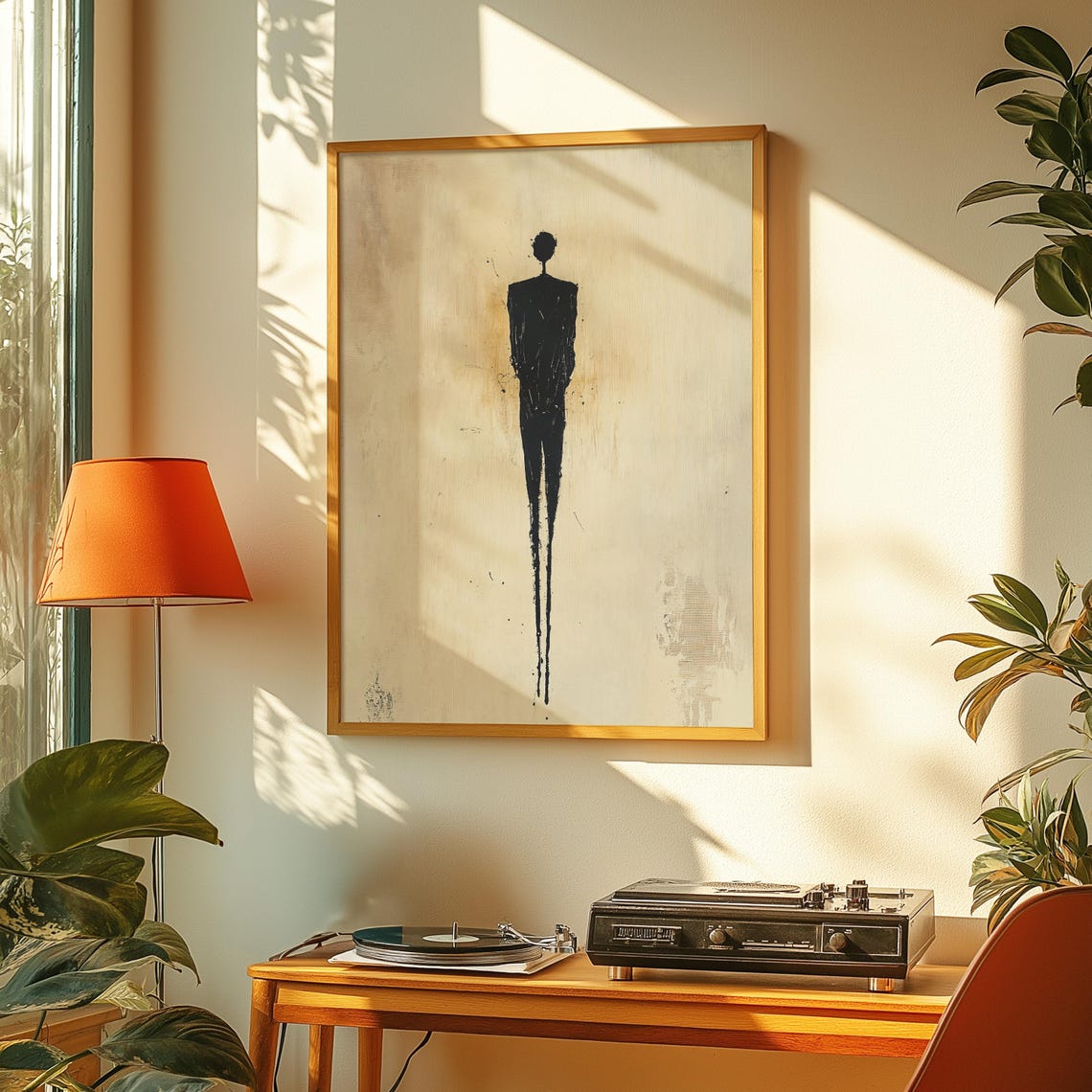 Lone Ink Figure Silhouette Minimalist Black Abstract Expression Poster - Image 3