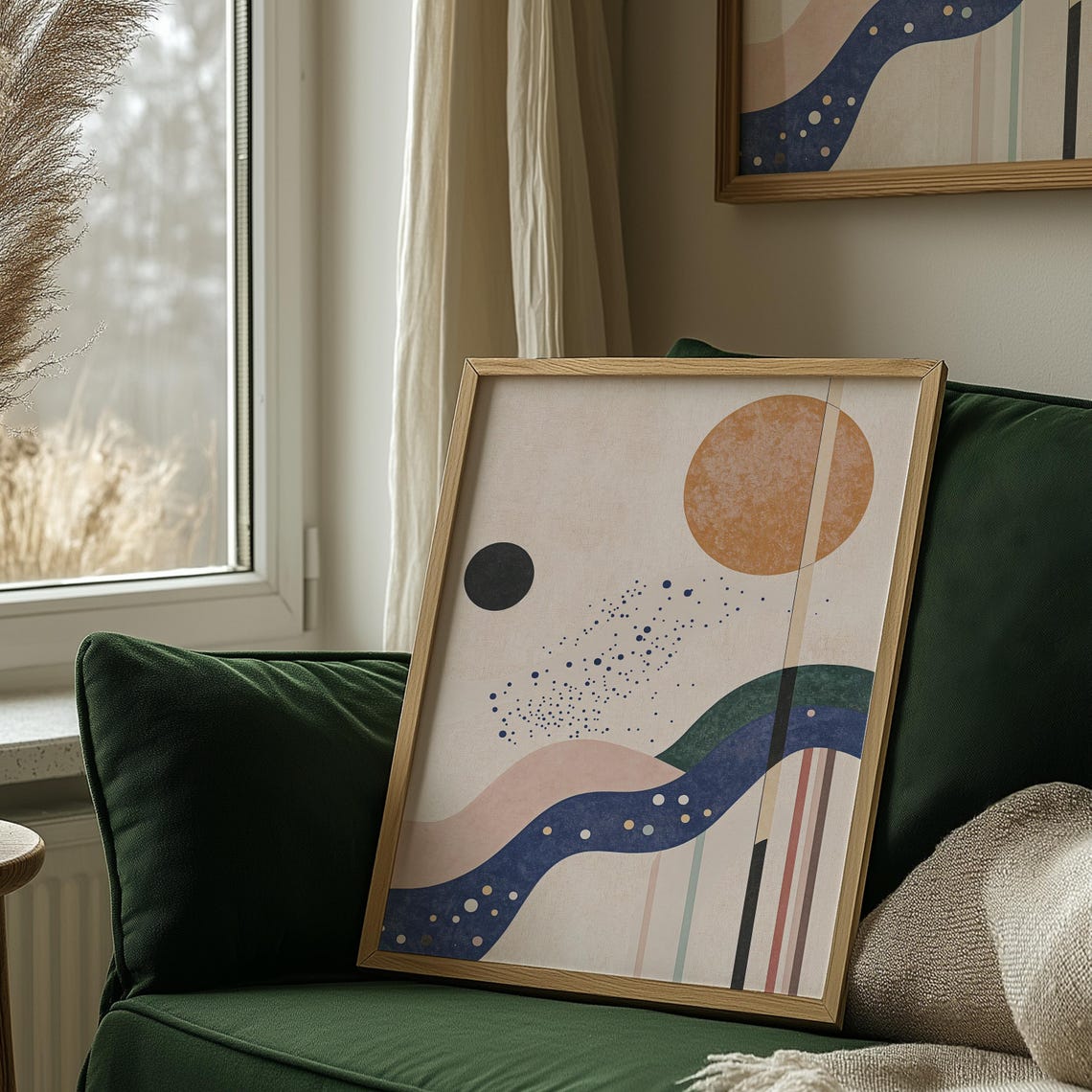 Boho Sun River Abstract Beige Minimalist Mid Century Modern Poster - Image 4