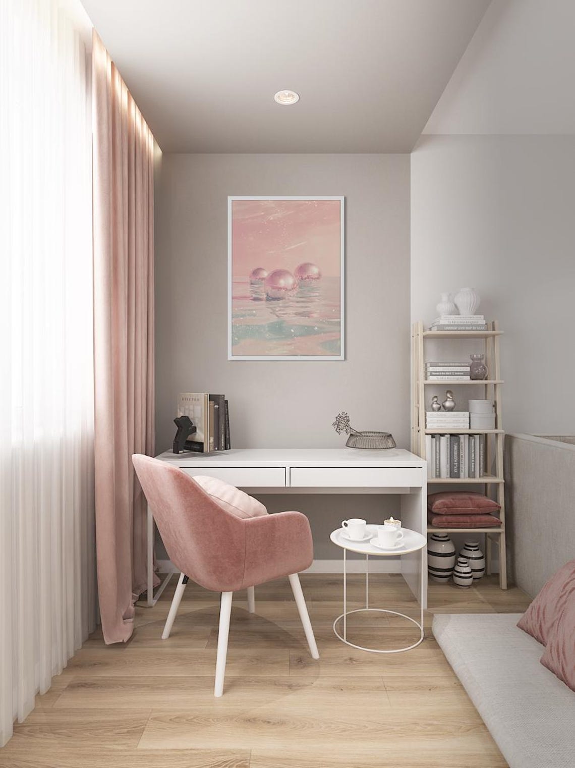 Dreamy Pink Disco Balls Floating on a Calm Sparkling Ocean Poster - Image 3