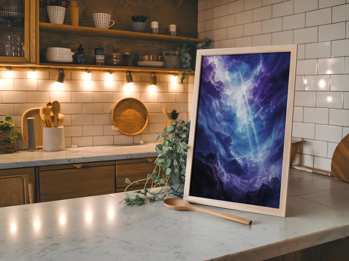 Cosmic Clouds Light Rays Purple Starry Celestial Dreamy Sky Poster - Image 4