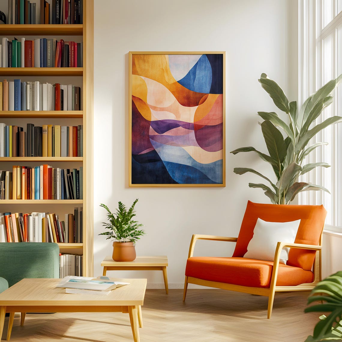 Abstract Gradient Waves Warm Sunset Tones Soft Modern Flow Art Poster - Image 4