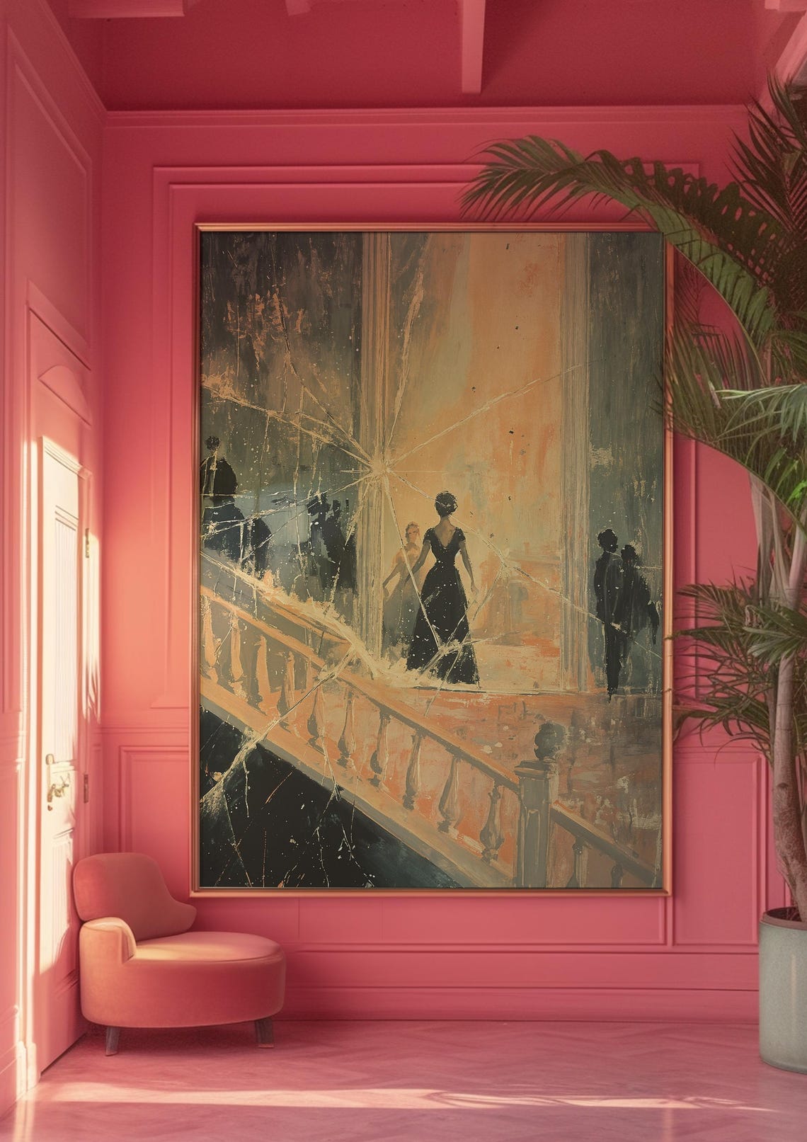 Elegant Ballroom Dance Scene Vintage Grand Staircase Romance Poster - Image 2