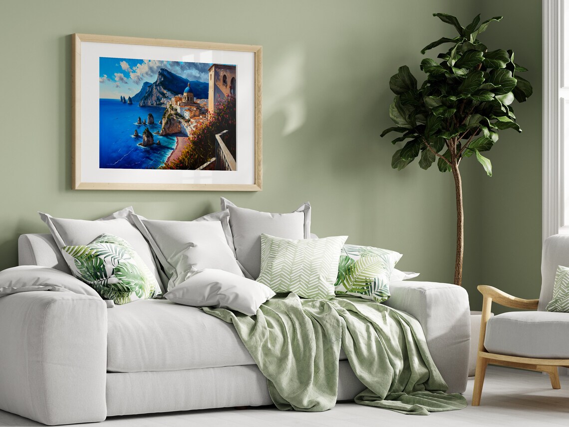Sea Wall Art Print Amalfi Coast Contemporary Housewarming Gift Italian Seascape Sorrento Home Decor European Watercolour Painting - Image 5