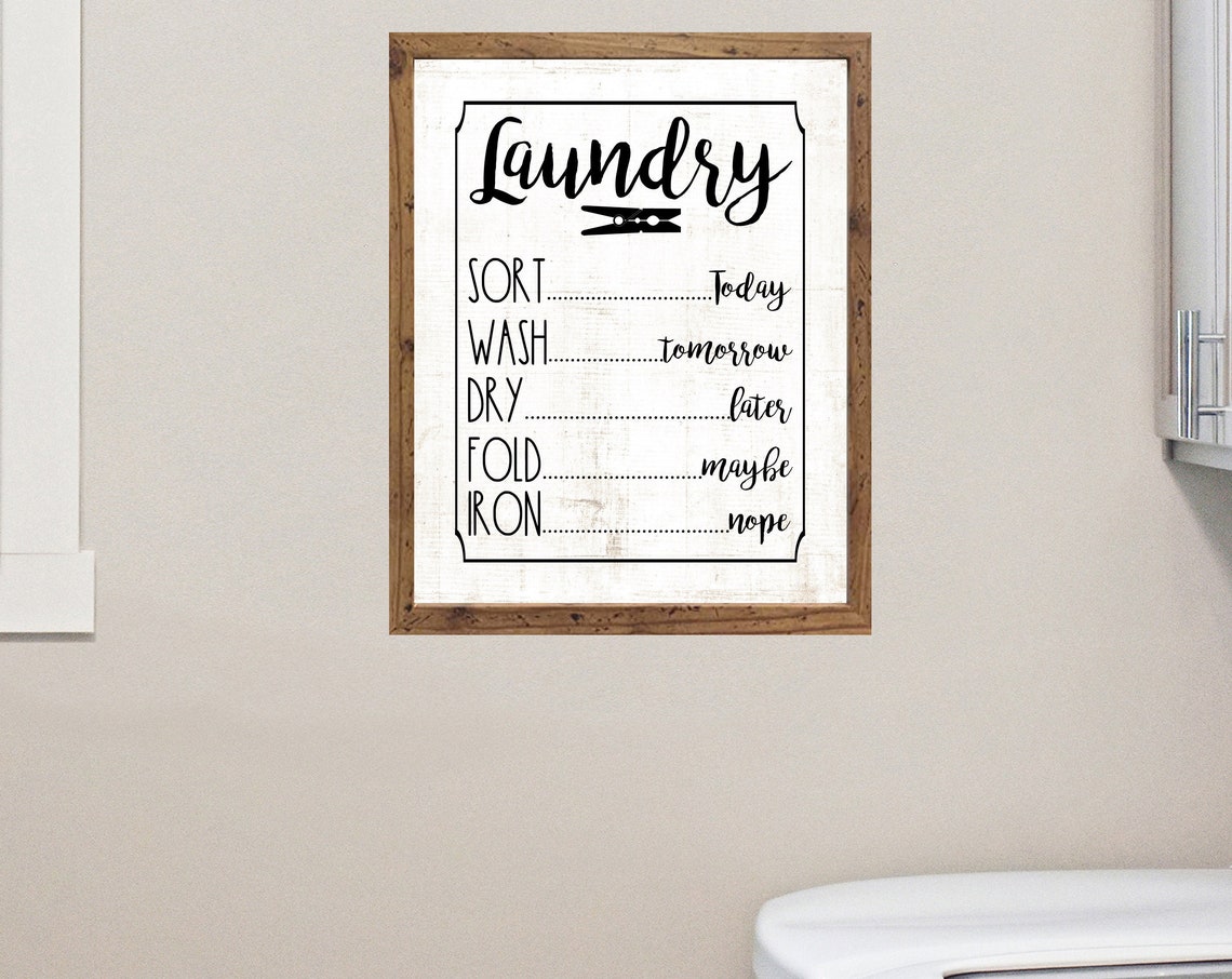 Laundry Schedule Sort Wash Dry Fold Iron Funny Quote Poster Wide