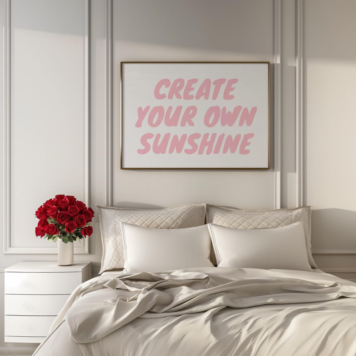 Create Your Own Sunshine Pink Retro Bubble Lettering Quote Poster - Image 3