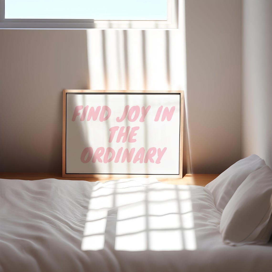 Find Joy In The Ordinary Pink Retro Bubble Lettering Quote Poster - Image 2
