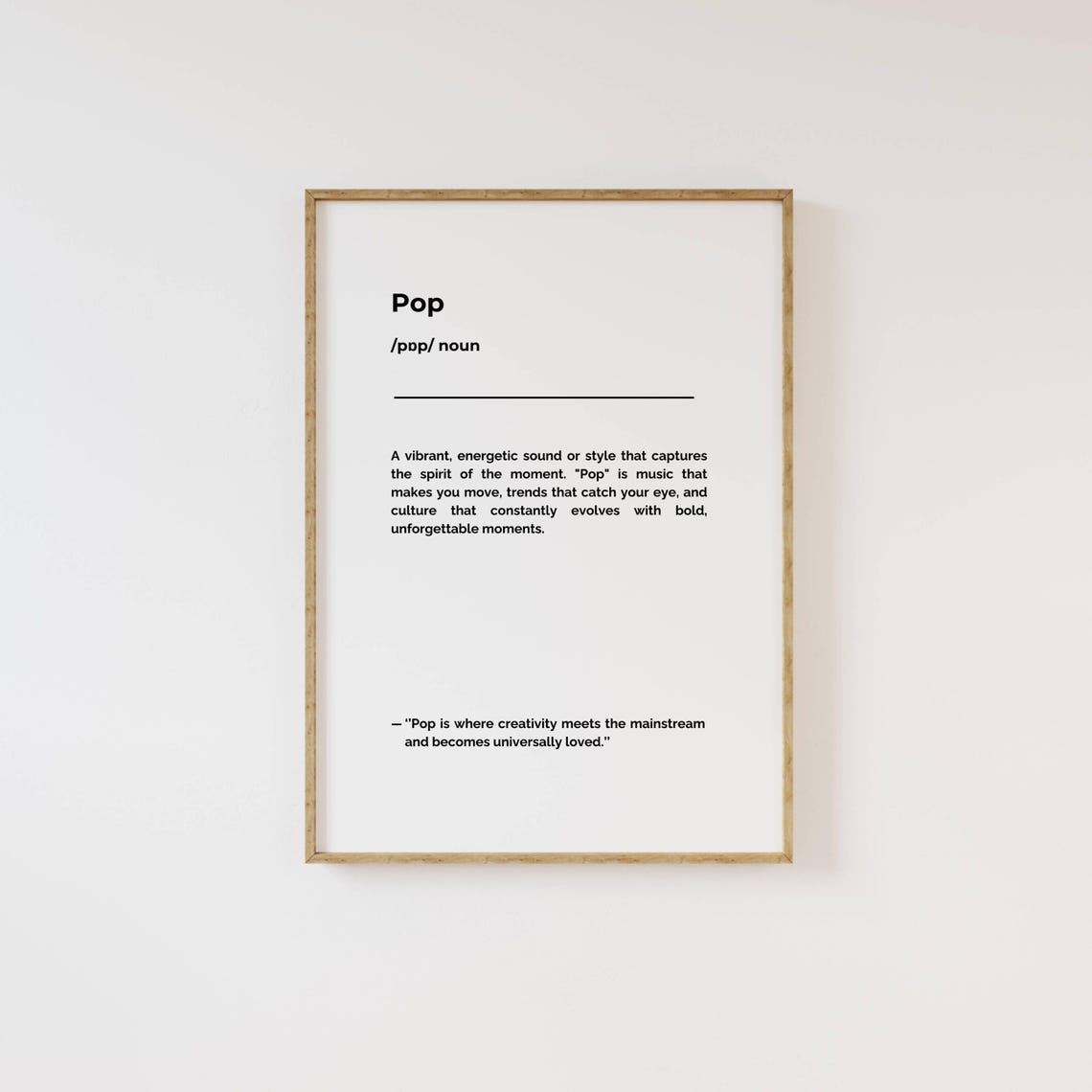 Pop Definition Bold Playful Music Culture Minimalist Typography Poster