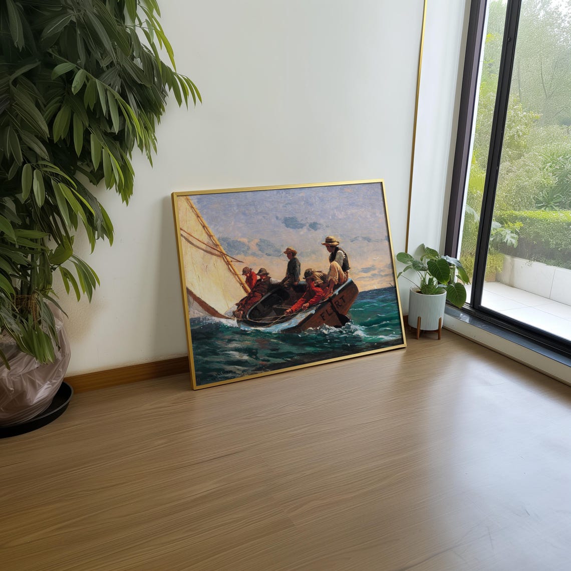 Classic Sailing Boat Crew Ocean Waves Vintage Oil Painting Poster - Image 3