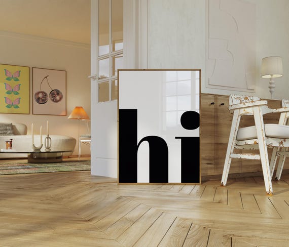Hi Print Modern Typography Wall Art Scandi Style Decor For Living Room And Office Bold Black Statement