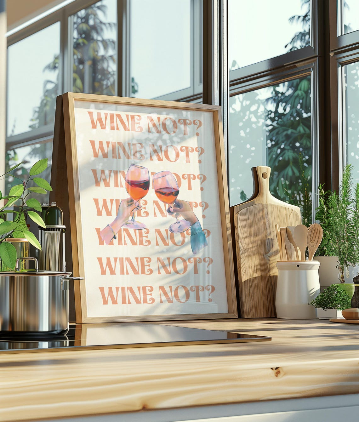 Wine Not Funny Toasting Hands Girls Night Out Cheers Party Poster - Image 3
