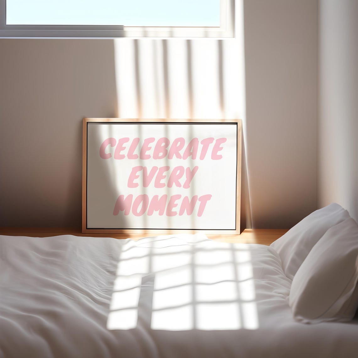 Celebrate Every Moment Pink Retro Bubble Lettering Quote Poster - Image 2