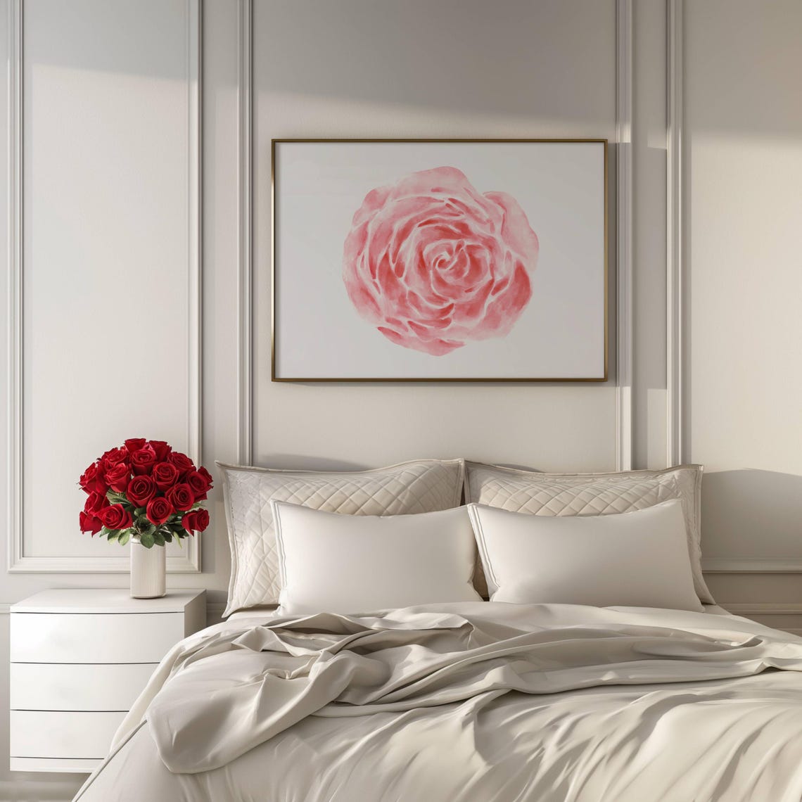 Blush Watercolor Rose Single Bloom Soft Elegant Floral Poster - Image 2