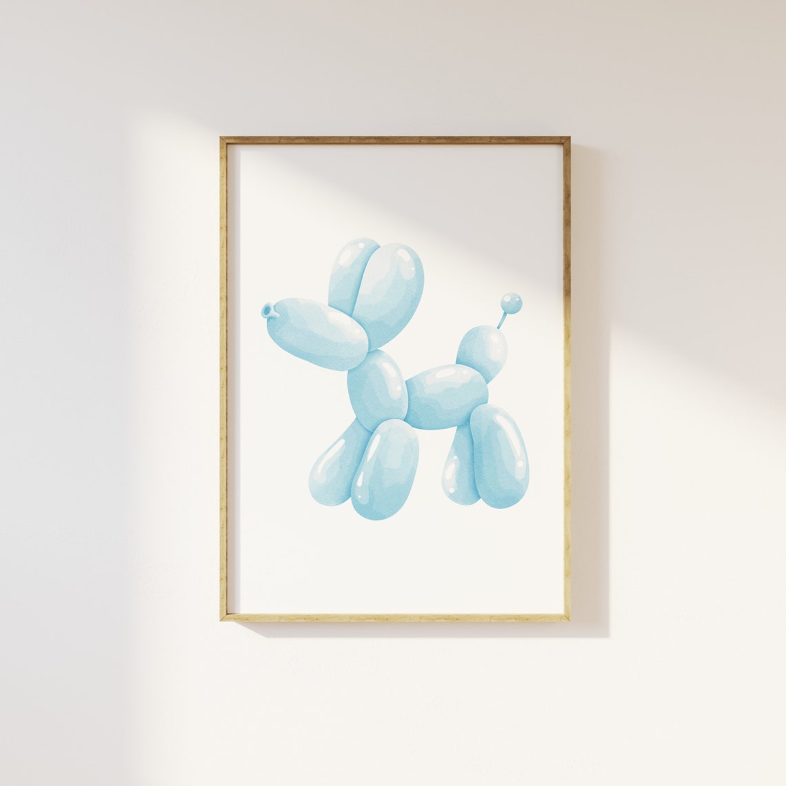 Light Blue Balloon Dog Playful Puppy Sculpture Art Room Poster - Image 3