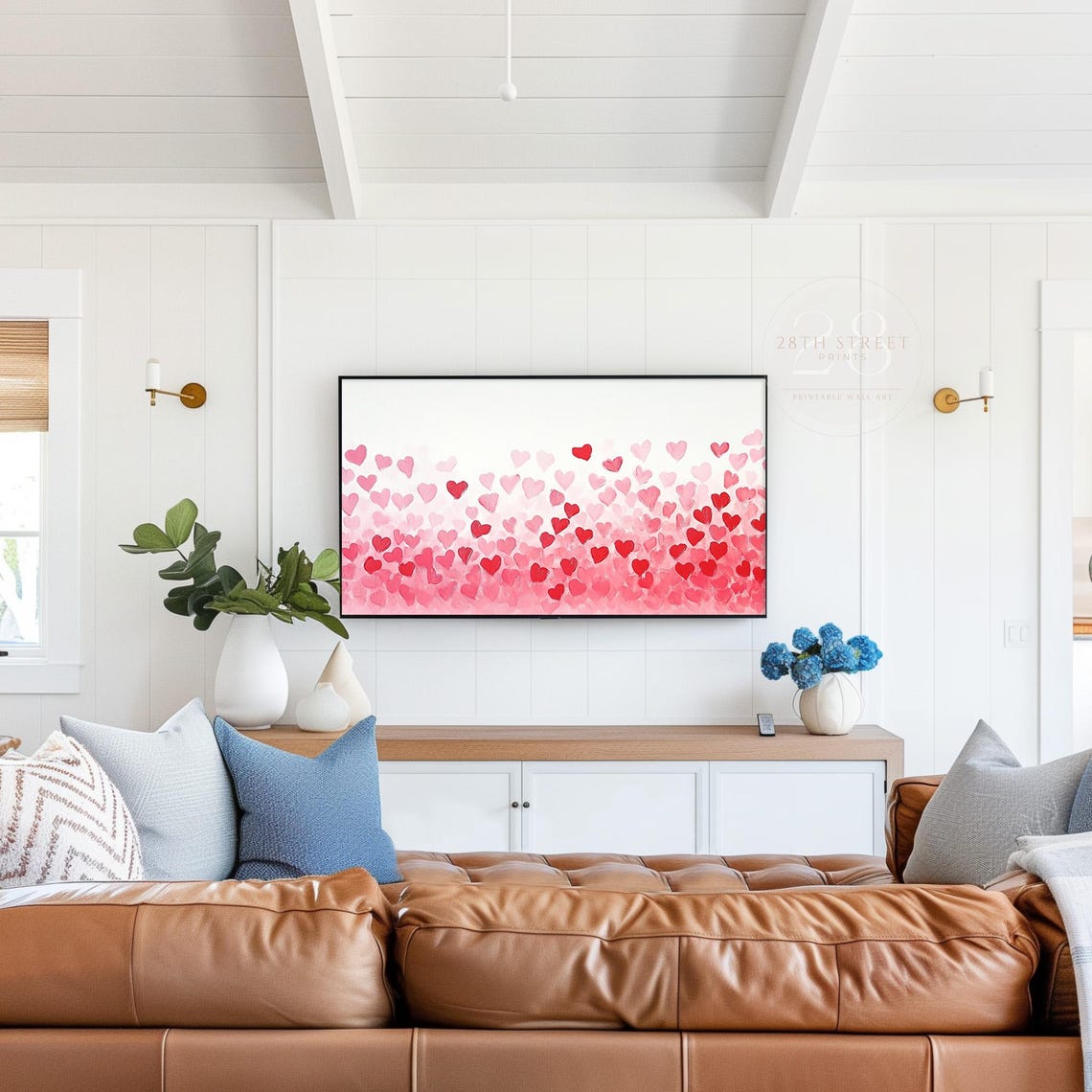 Pink Red Hearts Ombre Field Painting Valentine Love Gradient Poster - Image 3