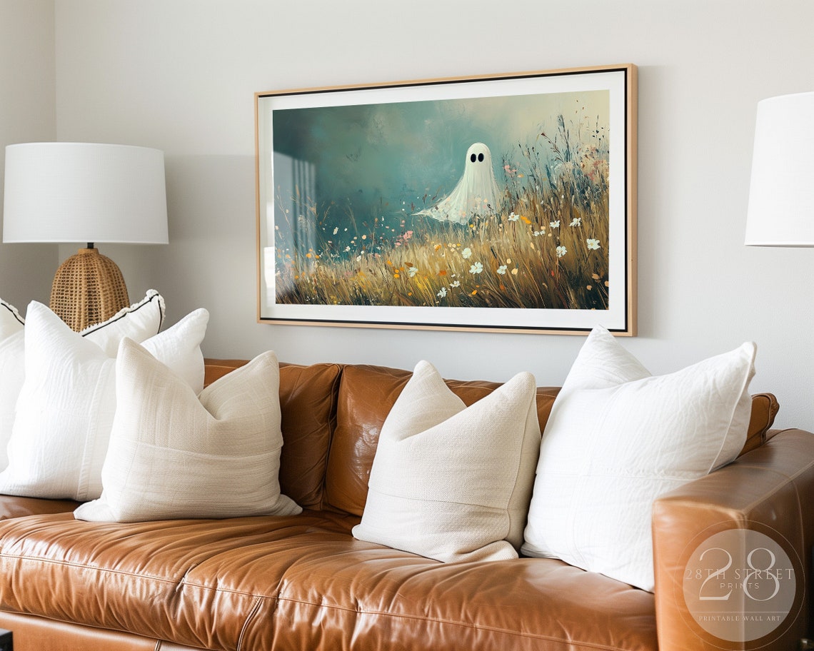 Halloween Frame Tv Art Pastel Halloween Cute Ghosts Wildflower Frame Tv Art Ghost Frame Tv Art Frame Tv Art - Image 2