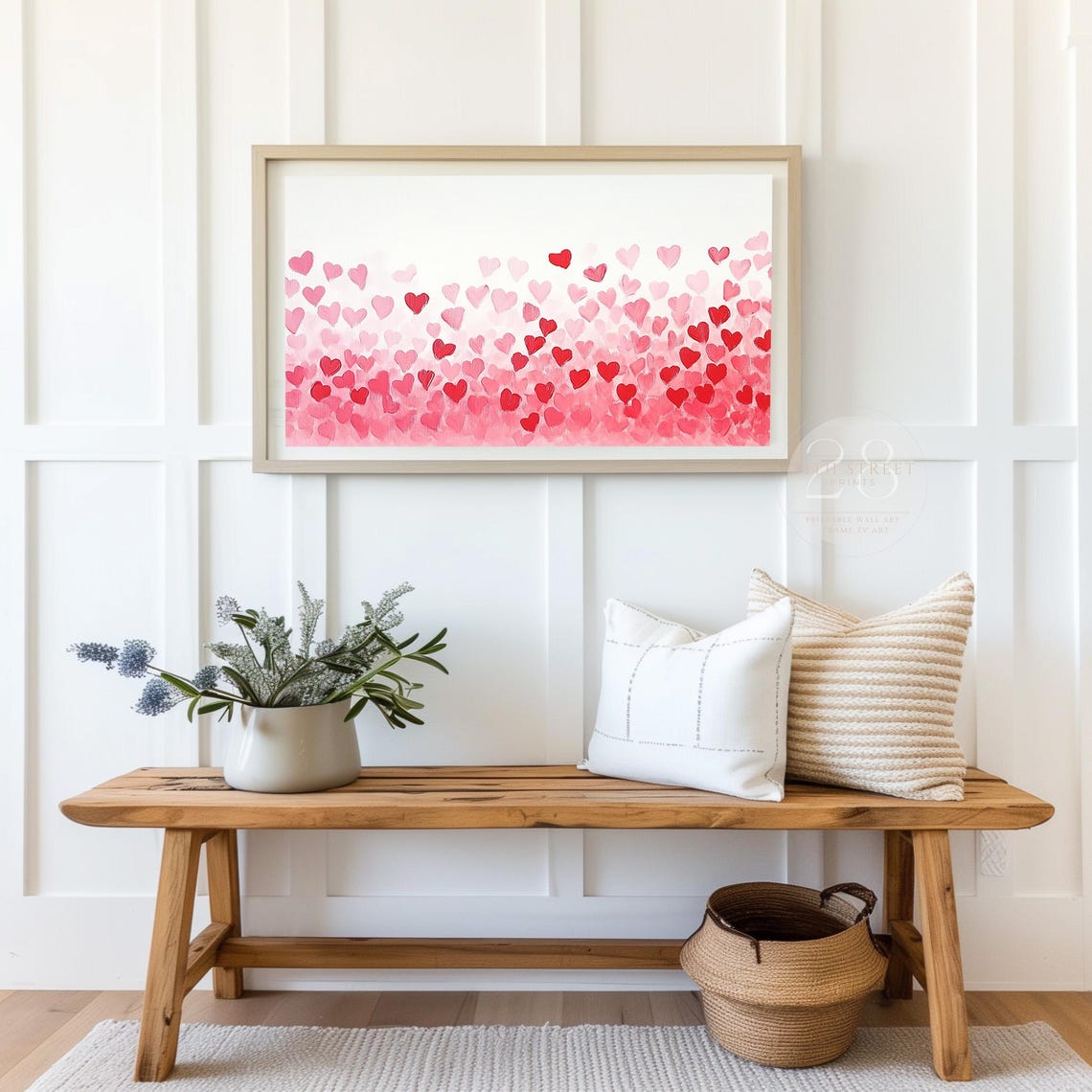 Pink Red Hearts Ombre Field Painting Valentine Love Gradient Poster - Image 2