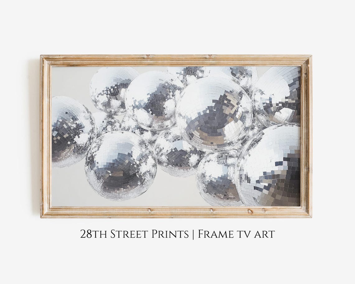 Frame Tv Art White Disco Balls New Years Eve Party Christmas Tv Art Tv Wallpaper Holiday Winter Farmhouse Tv Art 4k