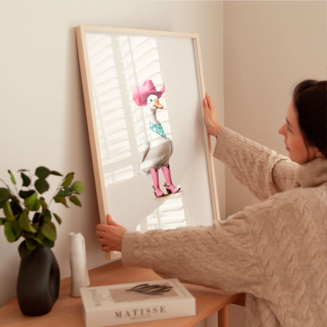 Silly Goose Cowgirl Print Western Goose Poster Vintage Wall Art Pink Cowboy Boots Wall Art Cowboy Western Wall Art Trendy Wall Art - Image 2