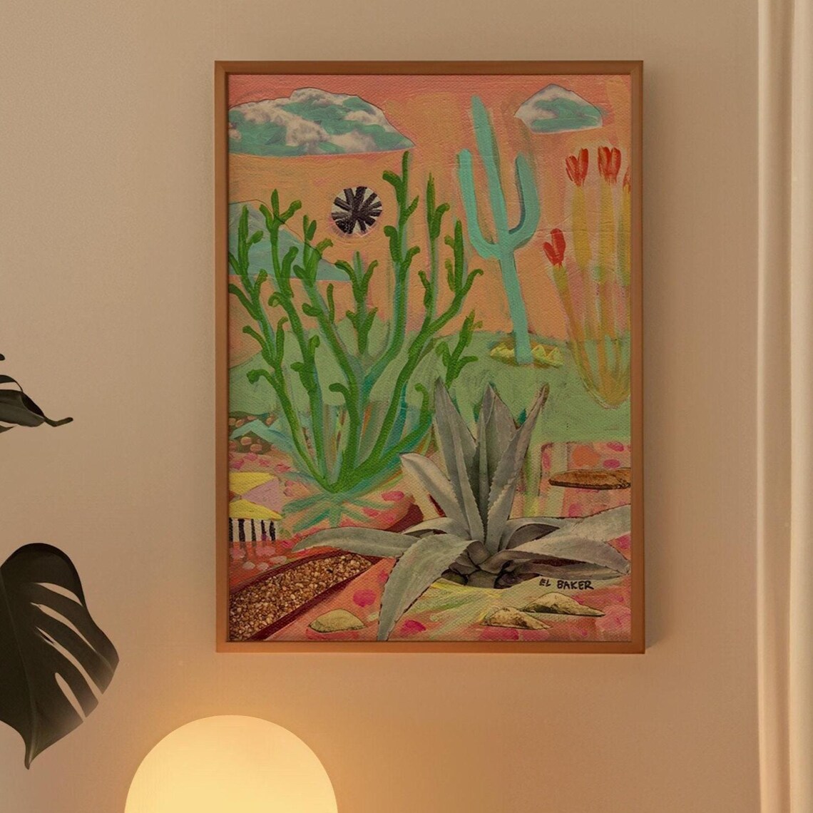 Midcentury Modern Saguaro Cactus, Arizona Desert Landscape Art Print