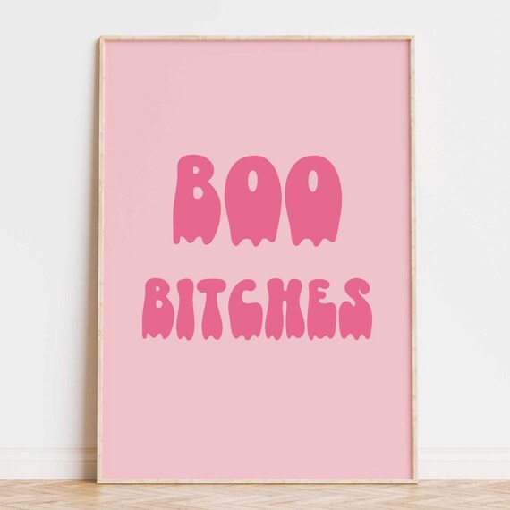 Sassy Funny Boo Bitches Pink Halloween Party Typography Poster