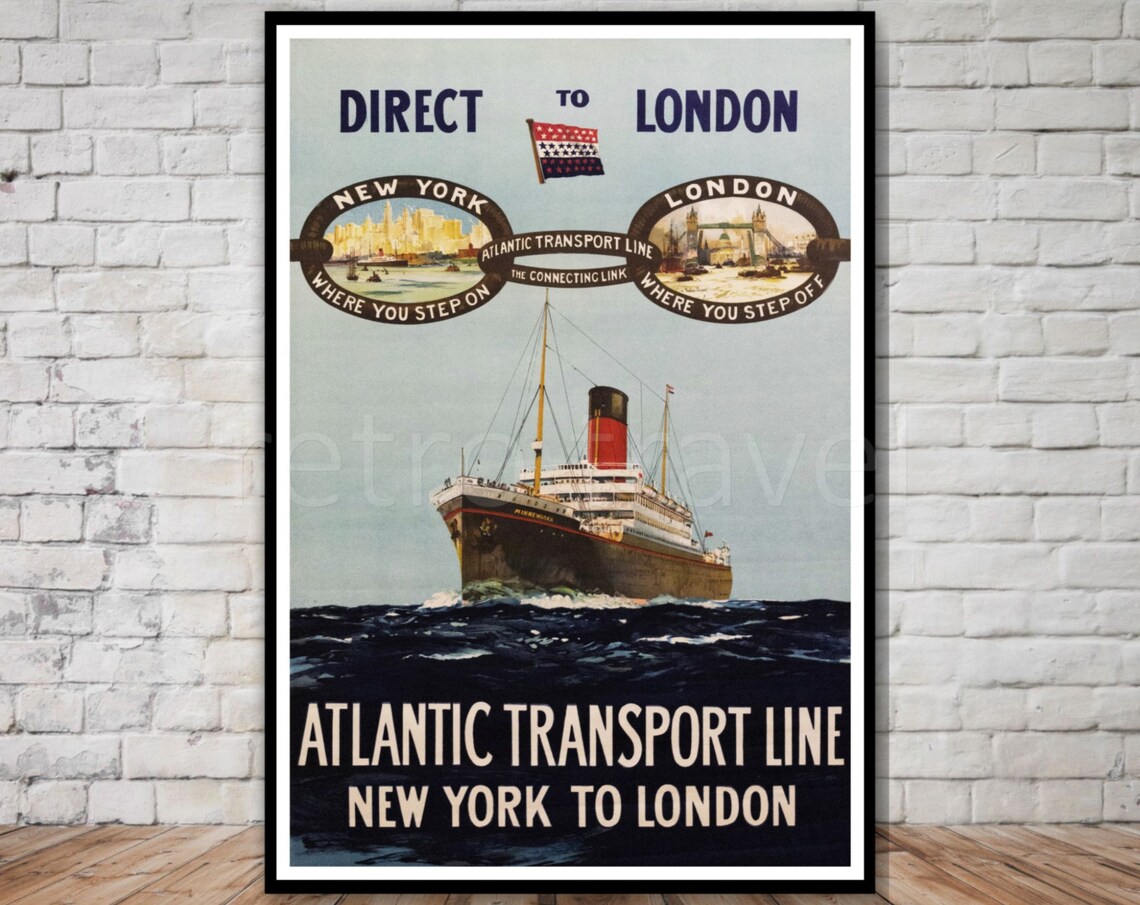 Atlantic Transport Line New York to London Travel Poster