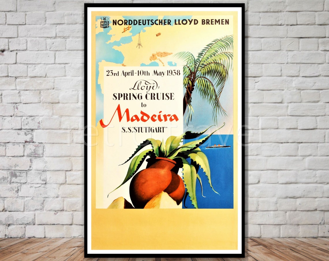 Lloyd Spring Cruise Madeira 1958 Vintage Norddeutscher Lloyd Poster