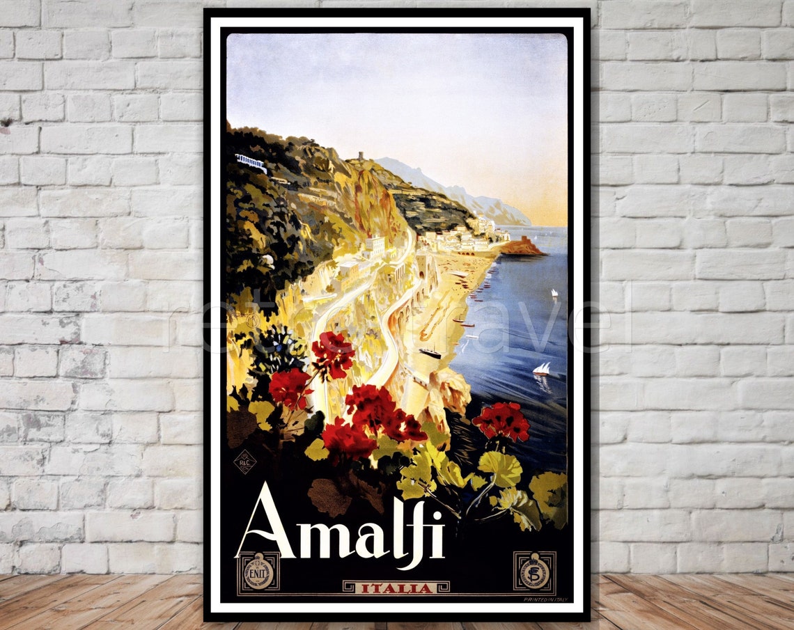 Amalfi Travel Poster Italian Travel Poster Instant Retro Travel Print Travel Poster Amalfi Coast Wall Art