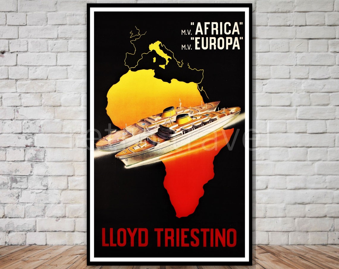Lloyd Triestino Africa Europa Ocean Liners Vintage Travel Poster