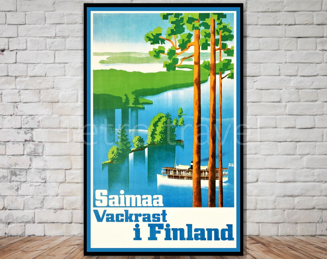 Lake Saimaa Finland Vintage Travel Poster