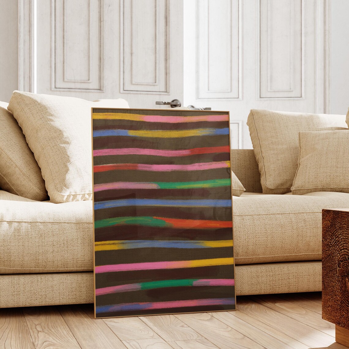 Colorful Bold Stripes Abstract Art Print Geometric Acrylic Painting