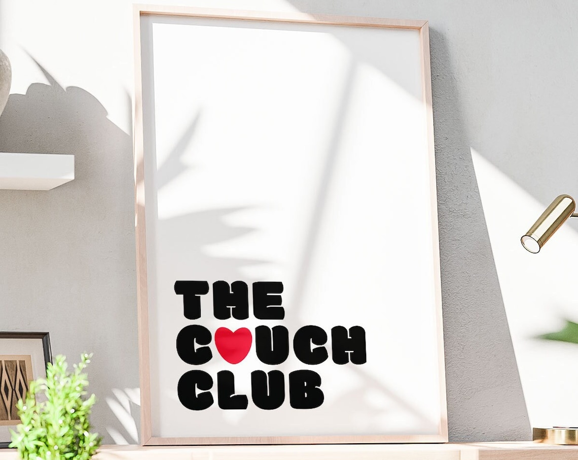 The Couch Club Funny Retro Heart Typography Living Room Poster