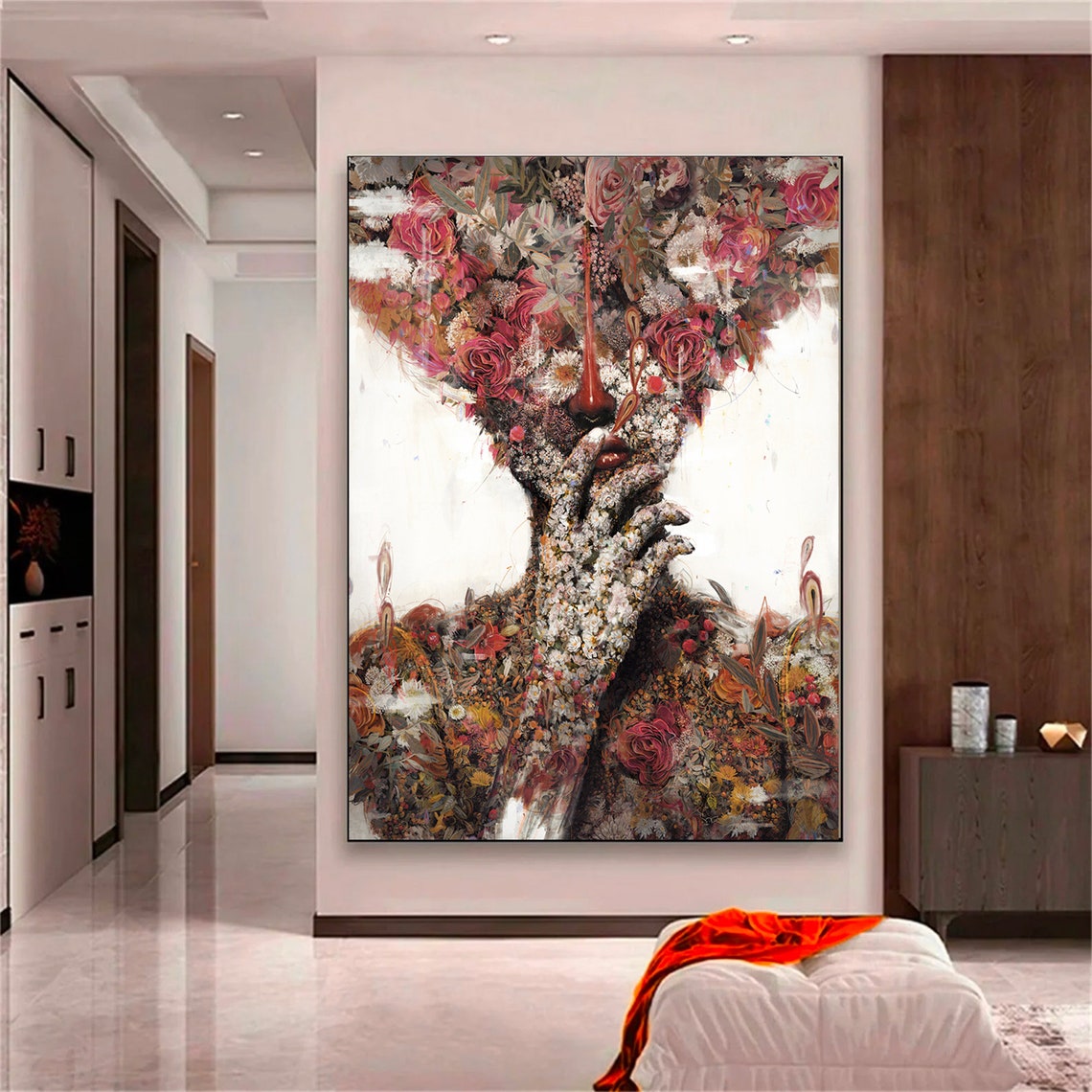 Floral Woman Portrait Roses Abstract Face Flower Bloom Artwork Poster