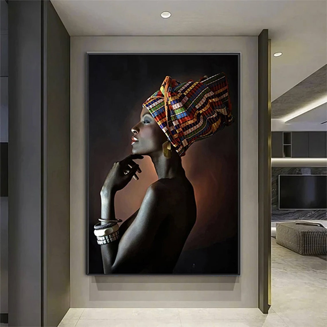 Modern African Woman Painting Wall Art Poster Home Decoration For Living Room Print On Canvasethnic Ladies Artafrican Lady