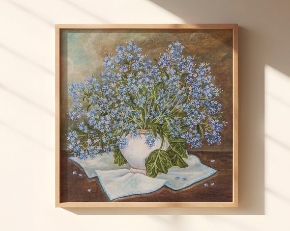 Moody Still Life Print Vintage Art Print Square Print Instant Neutral Still Life Flowers Wall Art Cottagecore Decor