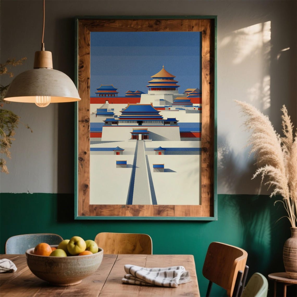 Chinese Imperial Palace Traditional Roofs Minimal Architecture Poster