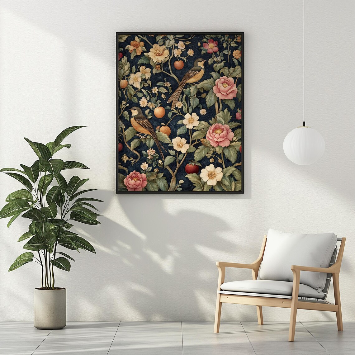 Botanical Poster Print Vintage Wildflowers Wall Art Birds Fruits Tropical Plants Oil Painting Artful Trendy Modern Wall Decor Matte Poster - Image 2