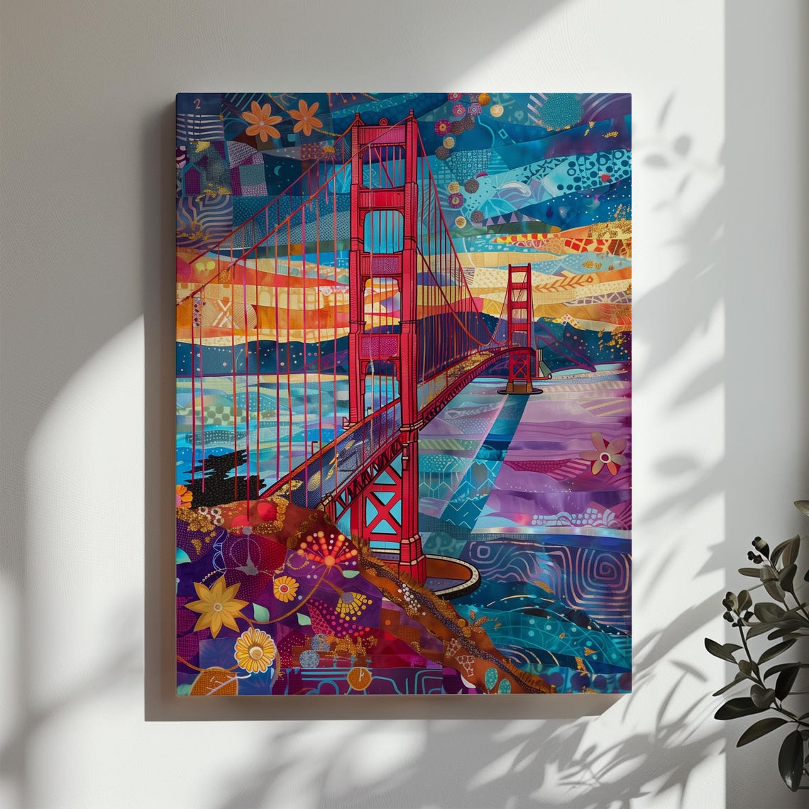 Golden Gate Bridge Colorful Pop Art Collage San Francisco Poster - Image 3