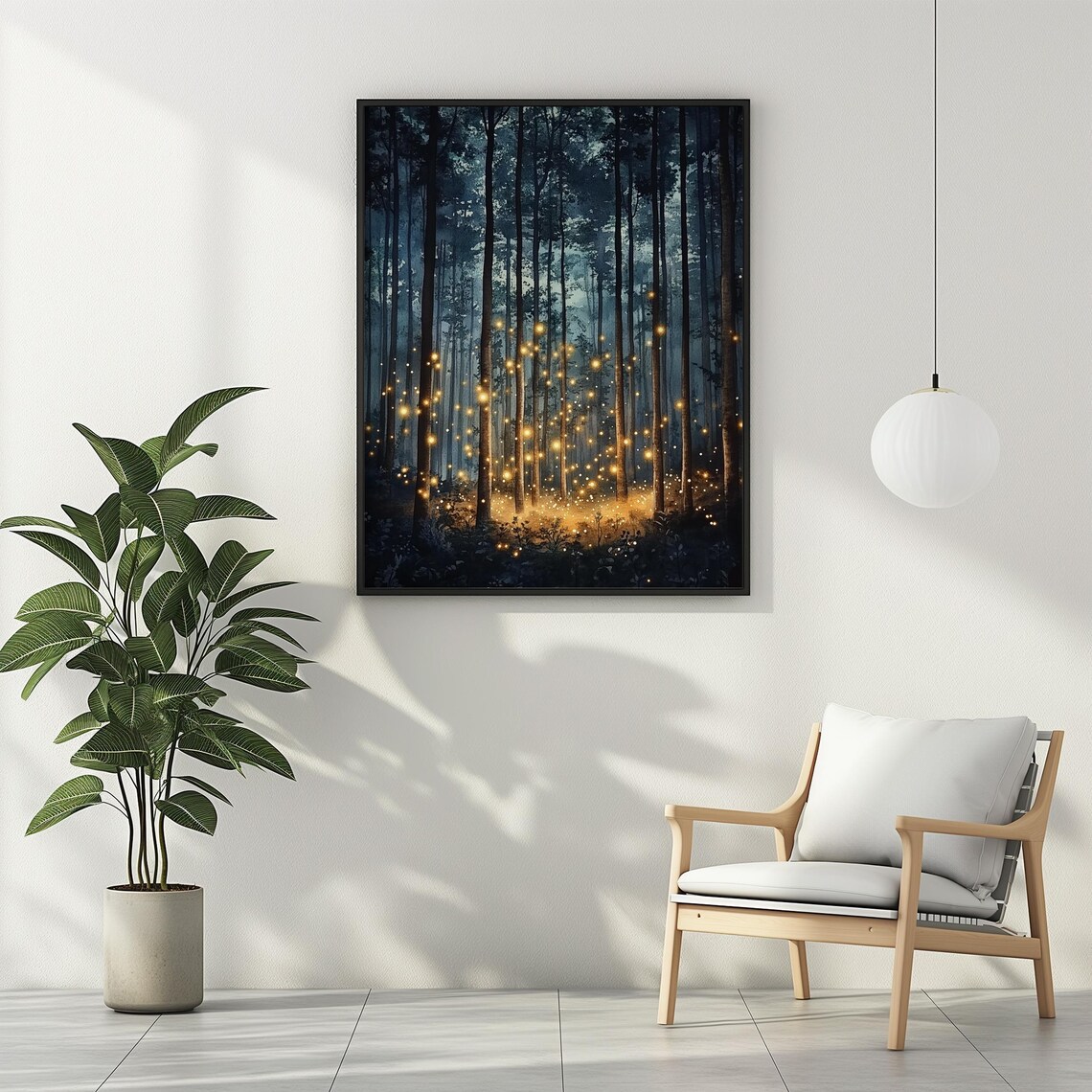 Enchanted Forest Wall Art Firefly Wall Decor Enchanting Glowing Fireflies Dark Maximalist Nature Artful Moody Home Decor Gift Matte Poster - Image 2