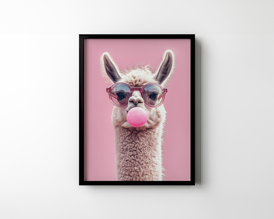Llama Funny Alpaca Wall Art, Modern Poster - Image 2