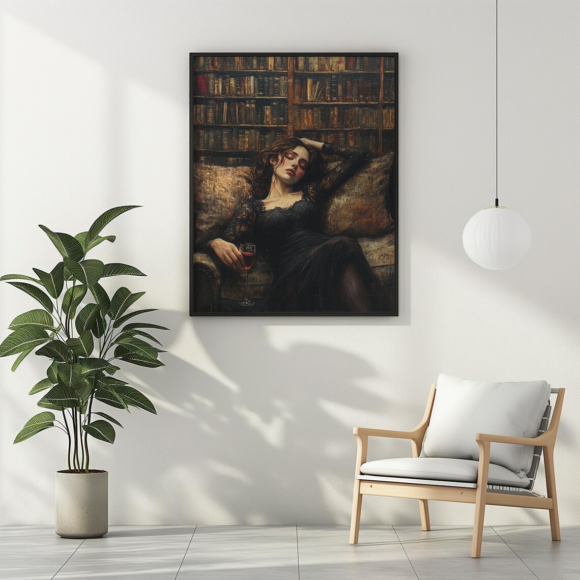Victorian Woman Wine Book Art Print, Dark Academia - Image 3