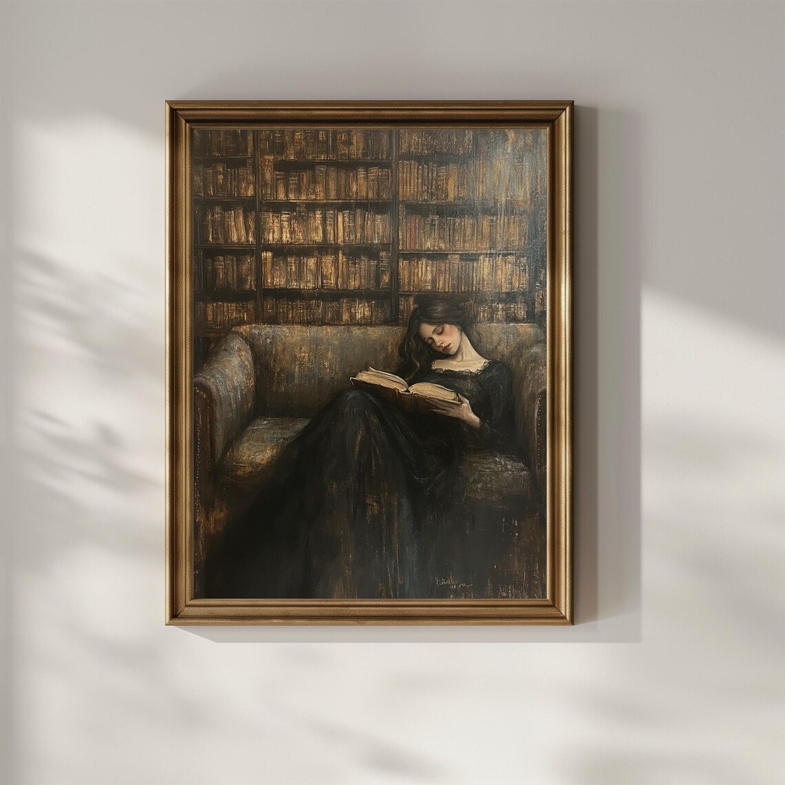Victorian Woman Reading Book Moody Library Poster - Image 3